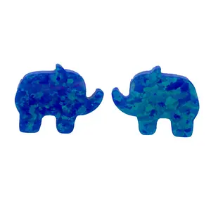 8x11 мм полностью отверстие сине-белый синтетический опал Слон россыпью бусины для DIY ювелирных изделий