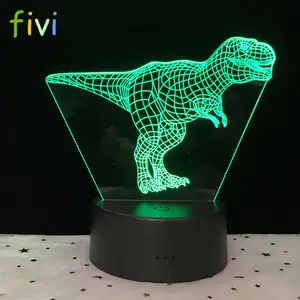 恐龙 3D LED 夜灯熔岩灯 7 色可变全息图气氛新奇家居装饰视觉幻觉礼品