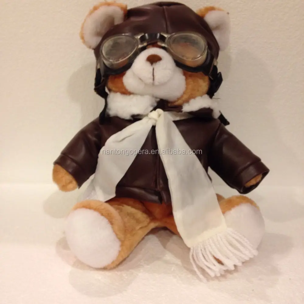 Khuyến Mại Givaway Hand Made Brown Vải Mềm Plush Toy Pilot Teddy Bear