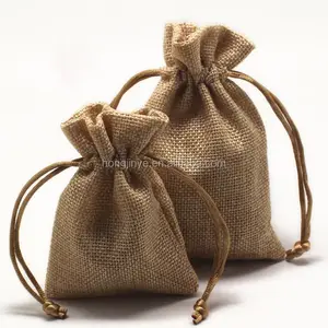 Pequeña de yute bolsa de la joyería regalo barato bolsa con cordón bolsa de bolsas con logotipo personalizado para joyería pequeña herramienta de embalaje