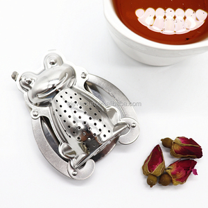 Chất Lượng Cao Thép Không Gỉ Hình Dạng Ếch Trà Infuser Lọc Trà Lọc Với Khay Nhỏ Giọt - Product Image 2