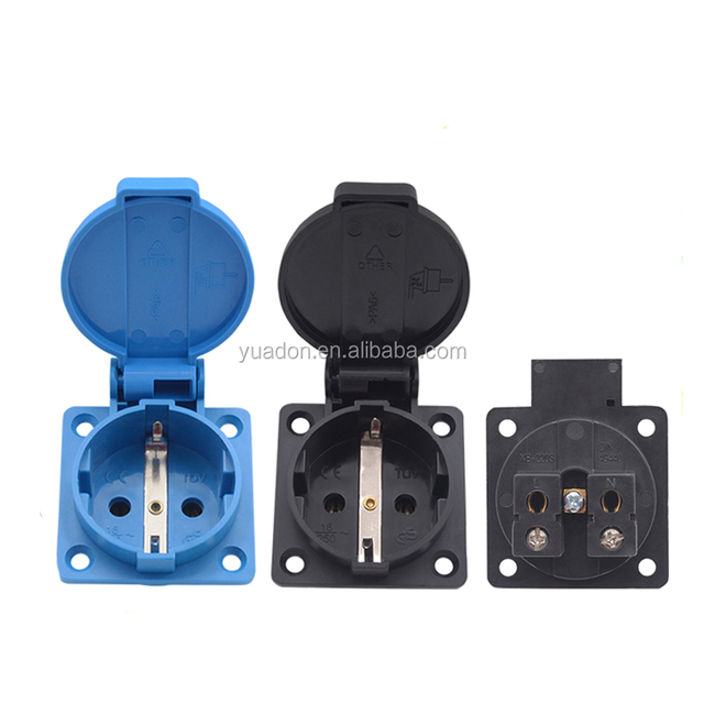 Yuadon IP44 EU Germany Waterproof Electrical Schuko Socket with Cover with TUV Certification