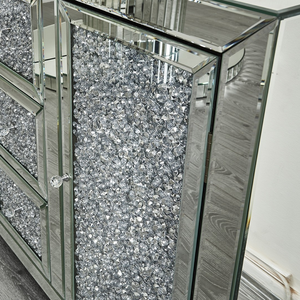 Diamante Schiacciato A Specchio Home Living Room Furniture Argento Credenza Cabinet - Product Image 6