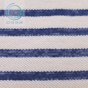 Tissu Jacquard Éponge Française Rayé Marine 100% Coton - Product Image 4