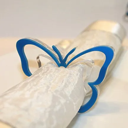 Blue Butterfly Acrylic Napkin Ring Perspex Tableware Birthday Party Decoration