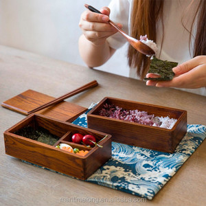 Boîte à déjeuner japonaise en bois, bento en bois à Double pont pour les enfants, contenant pour aliments, ml - Product Image 2