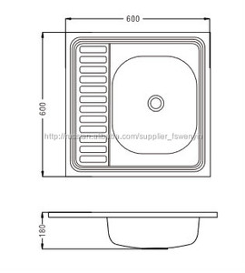 Évier carré en acier inoxydable de 600x600mm au-dessus <span class=keywords><strong>du</strong></span> comptoir pour la cuisine - Product Image 6