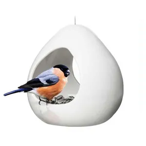 New Product White Ceramic Bird Feeder with Wire