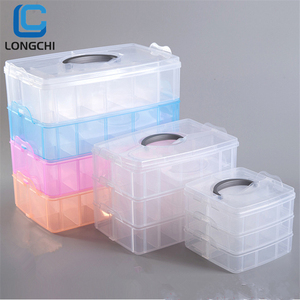 Clear three layer compartments plastic tool jewelry plastic storage box
