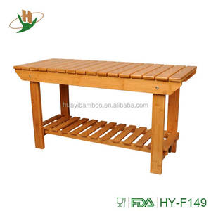 2 niveles de alta calidad desmontable de almacenamiento de bambú asiento con <span class=keywords><strong>Zapatero</strong></span> - Product Image 1