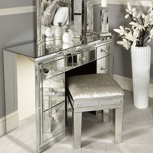 2019 High Quality 7 Big Drawers Diamonds <strong>Mirrored</strong> <strong>Dressing</strong> <strong>Table</strong> <strong>Set</strong> - Product Image 1