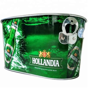 Tinas de bebidas de metal con logotipo personalizado con abridor de botellas directo de fábrica para suministros para fiestas y promoción de cubos de hielo - Product Image 3