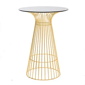 Gold wire cocktail table with glass top/wire arrow cocktail bar table