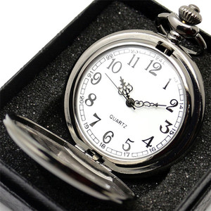 <span class=keywords><strong>Montre</strong></span> de poche en acier inoxydable pour hommes, rétro, noir, argent, lisse, Steampunk, Quartz, figurine, <span class=keywords><strong>pendentif</strong></span>, chaîne de 30CM, nouvelle collection - Product Image 3