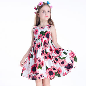 2019 Elegante semplicità sole capretti della stampa del fiore di disegno ultime giardino per bambini spiaggia di stile di vacanza vestito per la ragazza - Product Image 2