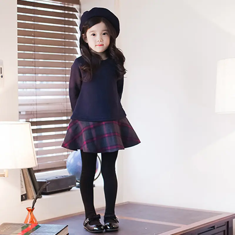 Latest Fashion Design Girls Winter Warm Cotton Dresses For 9 Years Old Teenage