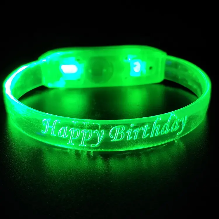 2021 Custom Logo Flashing Light Arm Wristband Multicolor Music Activated LED Bracelet Bars Events Gift