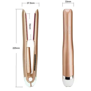 Wireless Hair Straightener Iron Curling 2 in 1 Portable Rechargeable Mini Straightening Cordless Ceramic Flat Iron