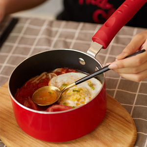 16cm Aluminum <strong>Nonstick</strong> Ceramic <strong>Saucepan</strong> with Double Bottom Glass Lid and Bakelite Handle for Home Cooking - Product Image 5