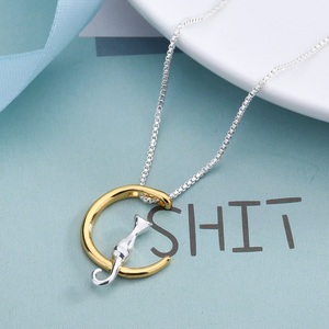 Collier <span class=keywords><strong>pendentif</strong></span> lune Simple et motif <span class=keywords><strong>chat</strong></span>, chaîne courte, couleur argent et <span class=keywords><strong>or</strong></span>, à la mode, nouvelle collection - Product Image 5