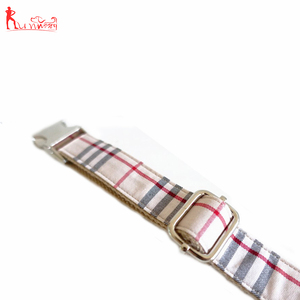 調節可能なナイロン製ペット用犬の首輪とリードハーネス、クラシックなスコットランドベージュの格子柄デザイン - Product Image 3