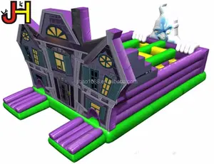 Halloween haunted house inflatable obstacle maze bouncer fun city jumping castle