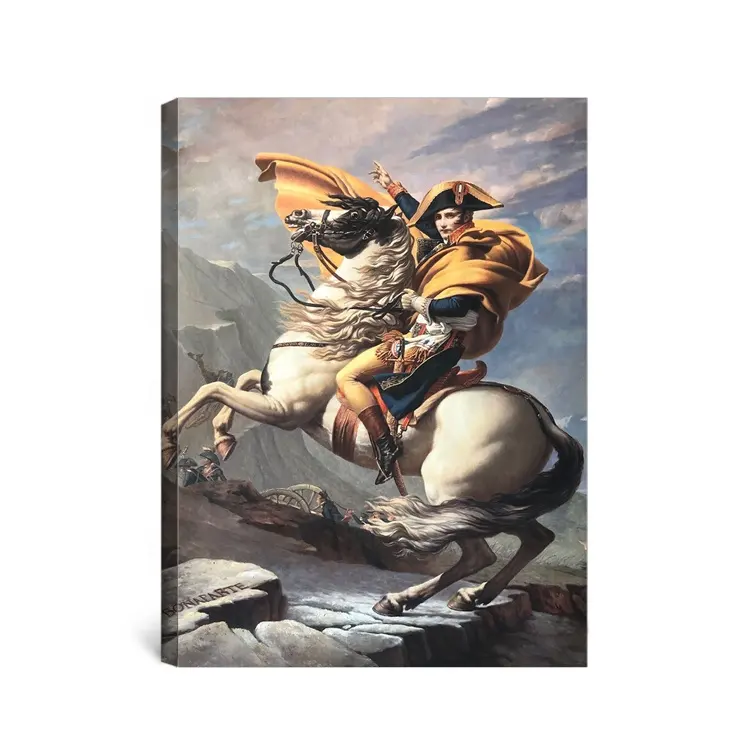 Handgeschilderde hoge kwaliteit Jacques-Louis David reproductie Napoleon die de Alpen olieverfschilderij