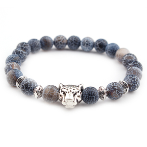 Nueva moda oro plata color <span class=keywords><strong>de</strong></span> color leopardo cabeza <span class=keywords><strong>de</strong></span> lava piedra Ónix pulsera encanto Ojo <span class=keywords><strong>de</strong></span> Tigre pulseras para hombres - Product Image 2