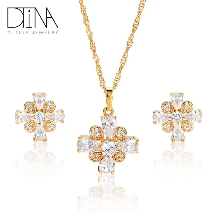 DTINA Factory Price Gold Plated Necklace And Earring Set For Marriage Gift