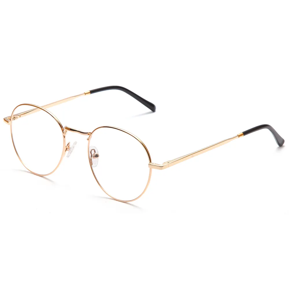 温州工場オンライン卸売エレガントなタイプの女性男性スリム金属フレーム黄金眼鏡光学フレーム
