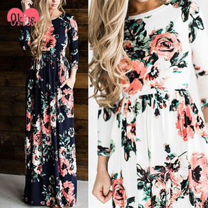 9 Beso <span class=keywords><strong>Mujeres</strong></span> Ocasionales 3/4 Imperio de La Manga Impresa Floral y Encaje Vestido - Product Image 6