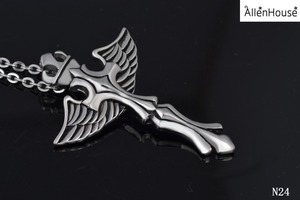 Hombres Plateados Plata del Ala Del Ángel <span class=keywords><strong>de</strong></span> <span class=keywords><strong>la</strong></span> <span class=keywords><strong>Cruz</strong></span> <span class=keywords><strong>de</strong></span> Jesús <span class=keywords><strong>de</strong></span> Acero Inoxidable Colgante <span class=keywords><strong>de</strong></span> Collar <span class=keywords><strong>de</strong></span> joyas - Product Image 3
