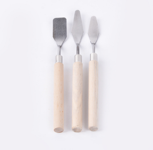 Xinbowen — grattoir de mélangeur de peinture, manche en bois, peinture à l'huile en acier inoxydable, spatule en métal, <span class=keywords><strong>Palette</strong></span> de couteaux, <span class=keywords><strong>Palette</strong></span> de couteaux, 3 pièces par ensemble - Product Image 2