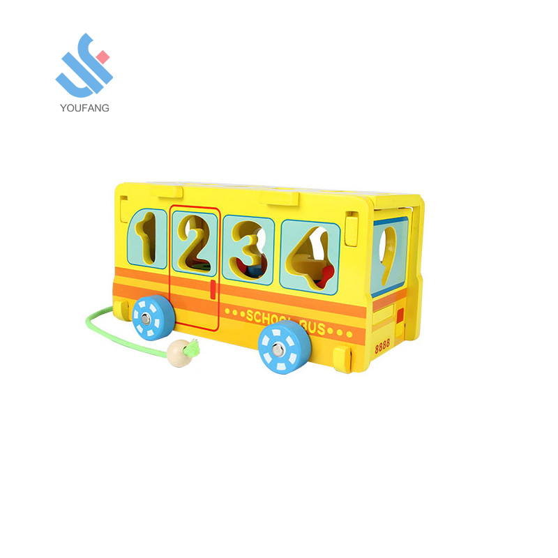 YF-M218 Высокое качество DIY Развивающие игрушки Детские тянуть строки Поезд игрушки деревянные цифровые автобус игрушки