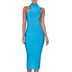 wholesale price blue party dress bandage ladies fashion clothing night club dresses for woman