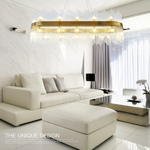 Lustre linéaire moderne de luxe en cristal, luminaire suspendu LED doré <span class=keywords><strong>pour</strong></span> salle à manger, îlot de cuisine, hôtel, éclairage de <span class=keywords><strong>plafond</strong></span> - Product Image 4