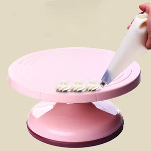 Abs Plastic Cake Piping Draaitafel Roze Roterende Cake Decorating Stand