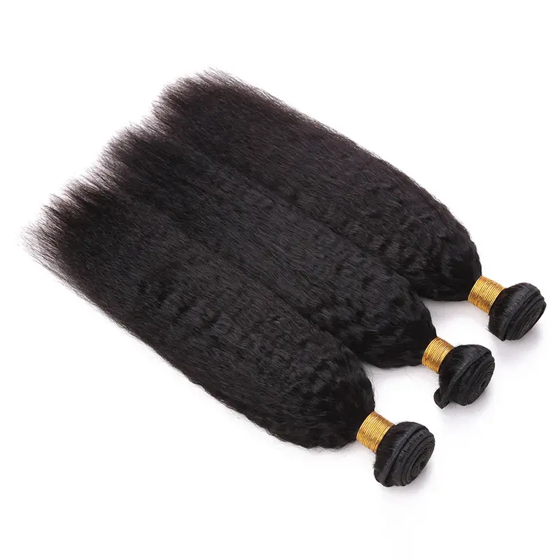 Double Weft Kinky Straight Wholesale Brazilian Virgin Hair Bundle, Unprocessed Afro Kinky Human Hair