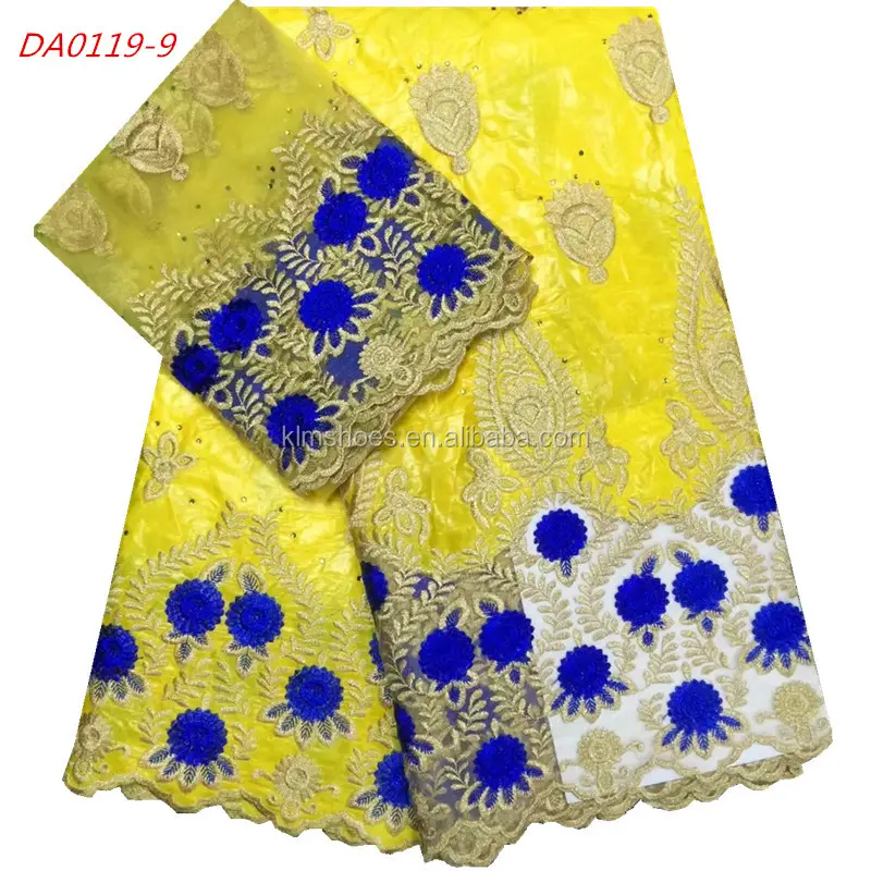 Yellow Lace Fabric Bazin Riche Fabric Nigeria Tulle Lace Fabric 1064