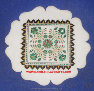 Assiettes décoratives en marbre blanc, la plus belle décoration de la maison, meilleure qualité, plaques à incrustation de pierre naturelle, vente en gros - Product Image 1