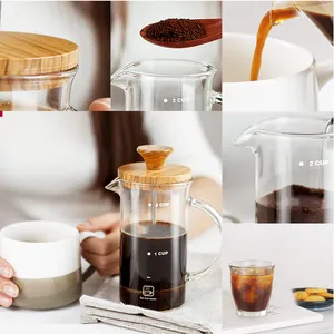 French Press Kaffee-Tee maschine New Style 350ml Boro silikat glas Bambus deckel Kaffee-Tee maschine French Press