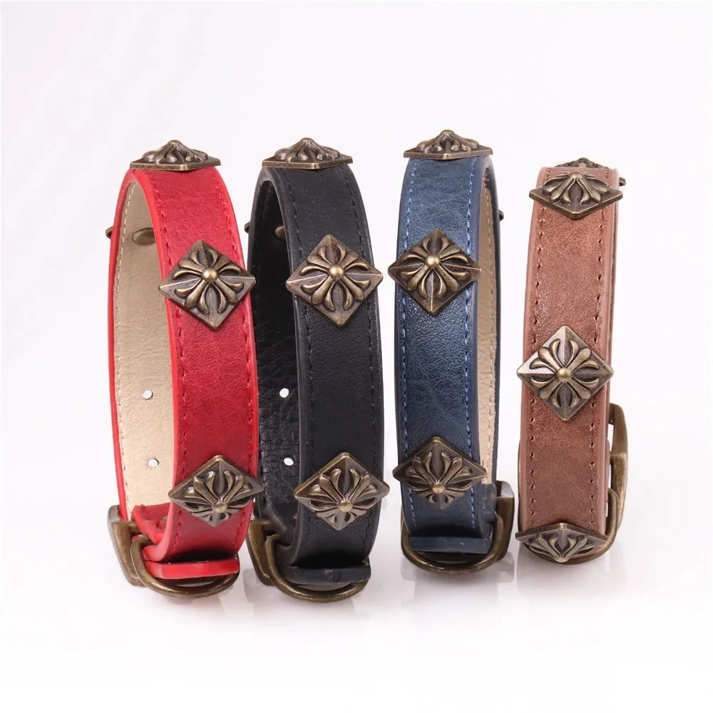 Amigo Wholesale factory pets accessories premium quality color custom soft padded leather luxury copper hardware dog collar