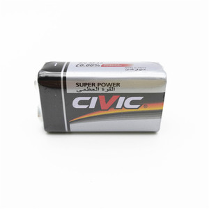 Pile au carbone-zinc 1,5 V Civic <span class=keywords><strong>6f22</strong></span> <span class=keywords><strong>9</strong></span> volts pour lampe de poche, emballage rétractable, 26 heures - Product Image 3