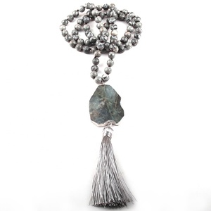 8 мм женское ожерелье из натурального камня с изображением карты, с неровным камнем, бежевое ожерелье с кисточками, ожерелье с узлом из амазонита - Product Image 5