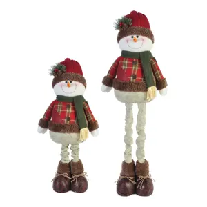 Holiday time christmas decorations flexible telescoping plush figure christmas snowman for seasonal decor