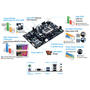 GIGABYTE H81M-S1中古マザーボードとIntelH81チップセットは、LGA1150用のIntelCore I7 I5 I3 Pentium Celeron CPUをサポートしています - Product Image 4