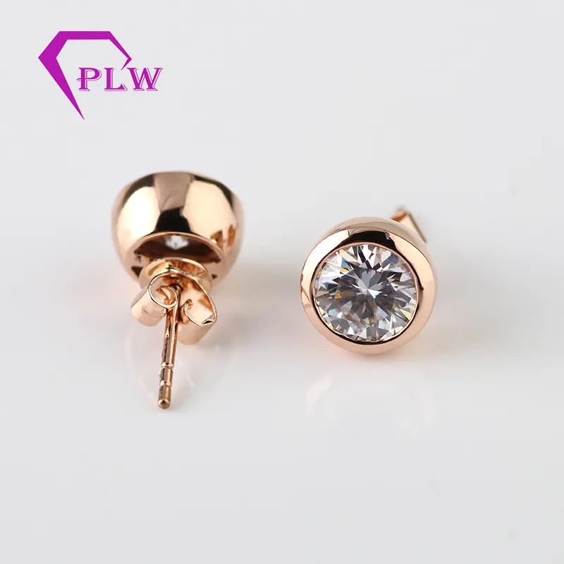 Provence anillo de la joyería 6,5mm color F anillo pendiente de oro rosa Ajuste de bisel
