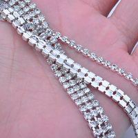 JUNAO 1 2 3 filas 10 yardas cristal transparente diamantes de imitación cadena costura SS12 Sil Ver cristal ajuste para joyería vestido