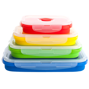 Đóng mở Silicone Hộp Ăn Trưa BPA free thực phẩm lưu trữ container 4 Gói Ăn Trưa Bento hộp - Product Image 5
