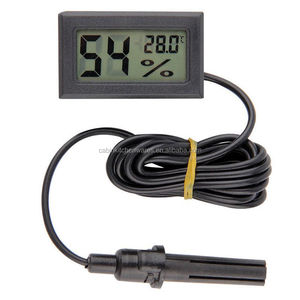 Termostat Higrometer LCD Digital, Penguji Temperatur 2X1.5V Tombol LR44 Baterai Sel Hitam/Putih Kabin